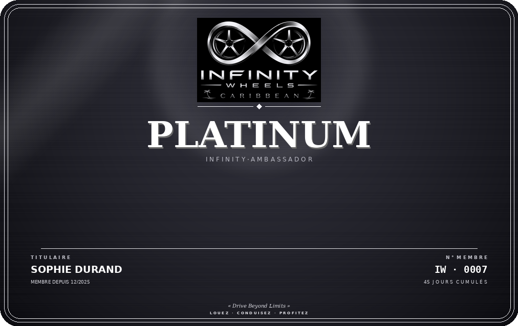 Carte Platinum INFINITY WHEELS CARIBBEAN
